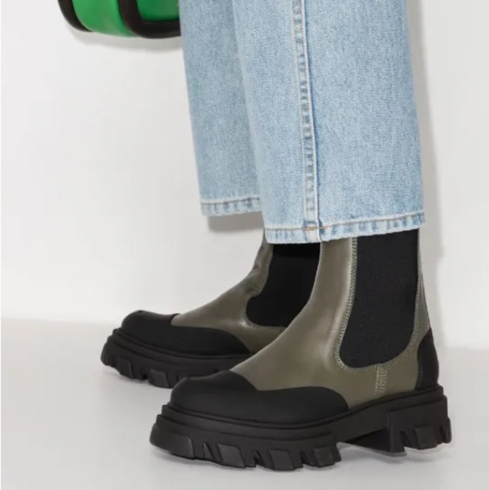 Ganni Chunky Sole Chelsea Boot Olive Green